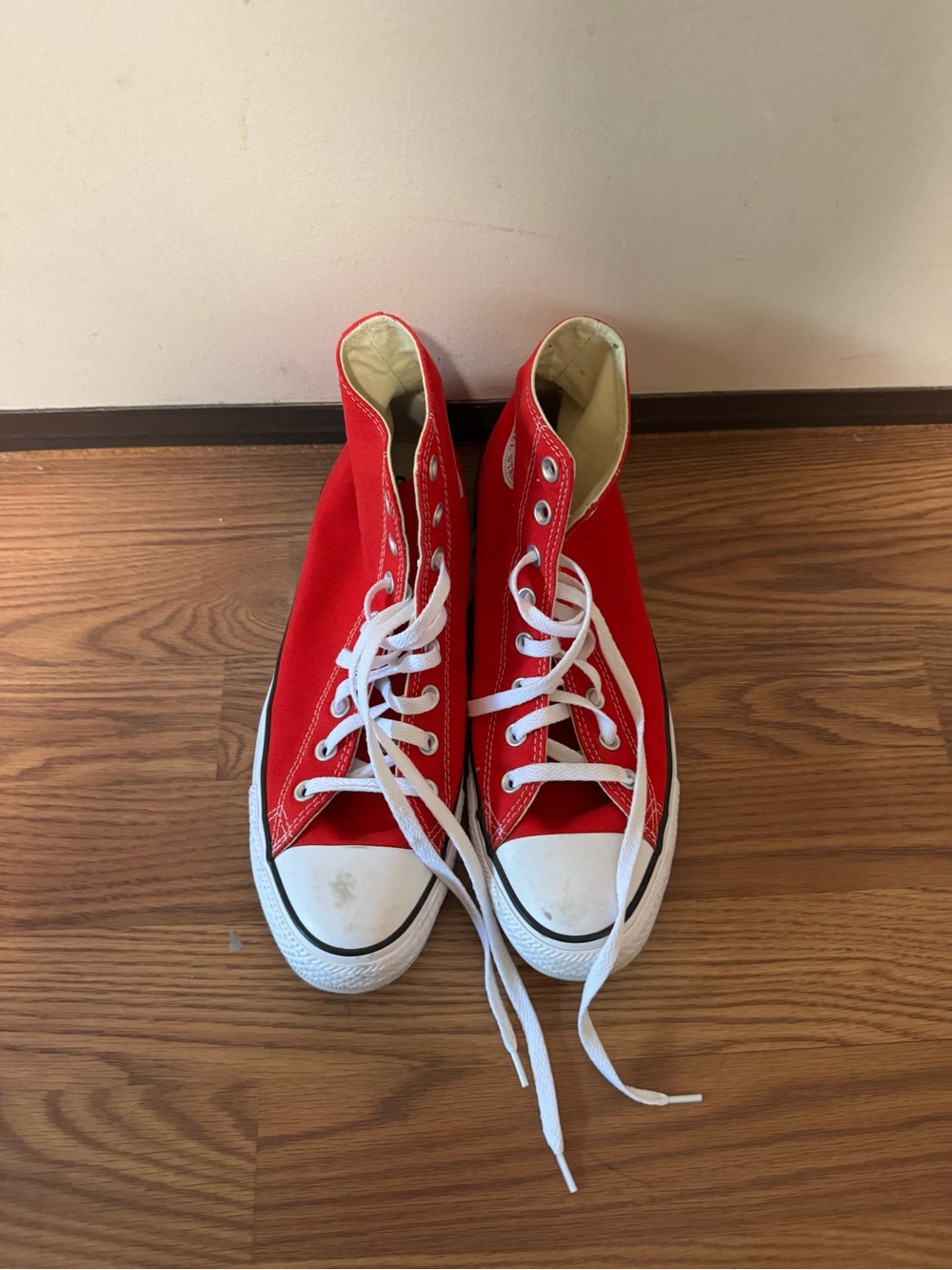Converse Cream Canvas Sneaker Interior with Red Stitching